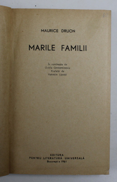 MARILE FAMILII de MAURICE DRUON , 1961