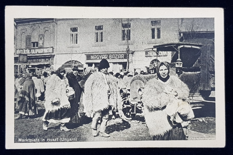 MARKTPLATZ IN HUSZT  UNGARN  - TARG IN HUSZT  - UNGARIA , ACTUAL UCRAINA , CARTE POSTALA ILUSTRATA , MONOCROMA, NECIRCULATA , PERIOADA PRIMULUI RAZBOI MONDIAL