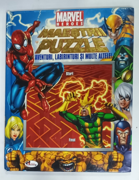MARVEL HEROES , MAESTRII PUZZLE , AVENTURI , LABIRINTURI SI MULTE ALTELE , de MICHAEL  TEITELBAUM , grafica de CARLOS RAMIREZ , 2008, PREZINTA MICI DEFECTE
