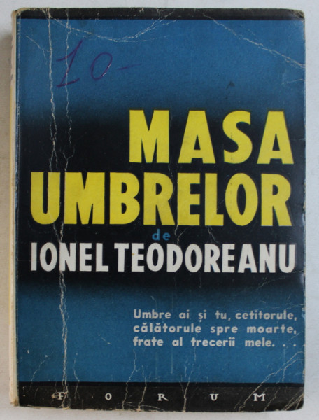 MASA UMBRELOR  - roman de IONEL TEODOREANU , 1935