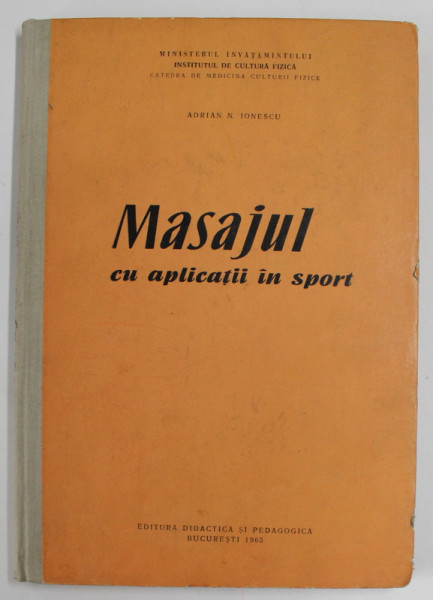 MASAJUL CU APLICATII IN SPORT , 1963