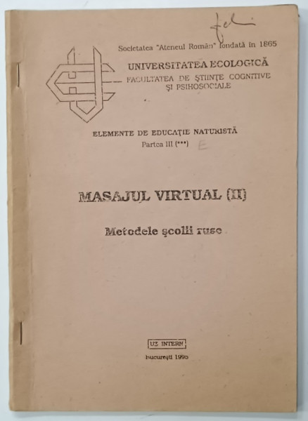 MASAJUL VIRTUAL ( II )  , METODELE SCOLII RUSE , 1995