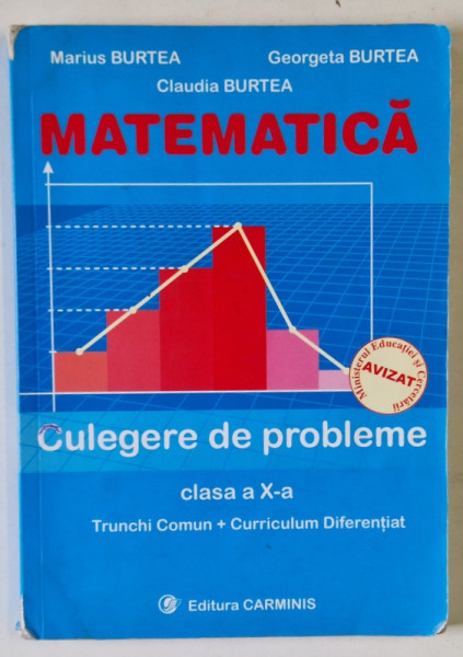 MATEMATICA, CULEGERE DE PROBLEME CLASA A X- A, TRUNCHI COMUN SI CURRICULUM DIFERENTIAT de MARIUS BURTEA, GEORGETA BURTEA, CLAUDIA BURTEA, 2005 *PREZINTA URME DE UZURA