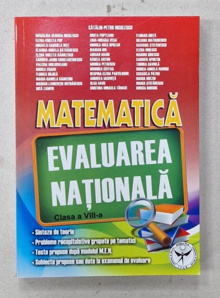 MATEMATICA , EVALUAREA NATIONALA , CLASA A VIII -A de CATALIN - PETRU NICOLESCU ...MIRCIA BURSUC , ANII  '2000