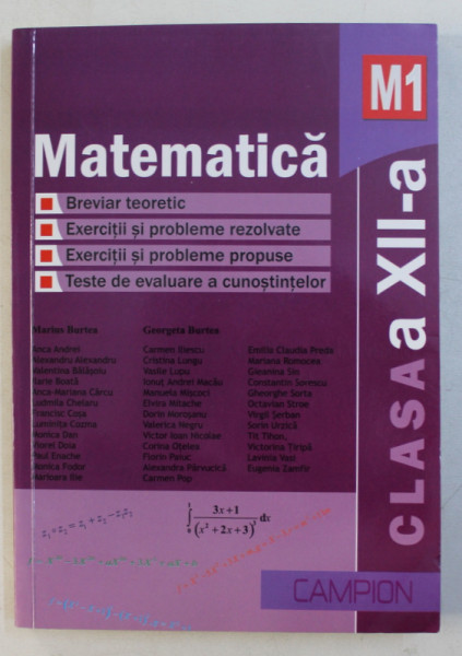 MATEMATICA M1 CLASA a - XII - a , 2013