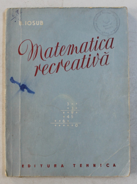 MATEMATICA RECREATIVA de B . IOSUB , 1952