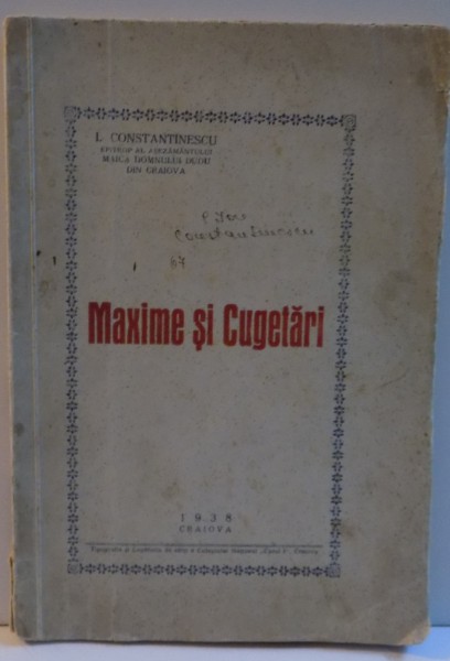 MAXIME SI CUGETARI, 1938