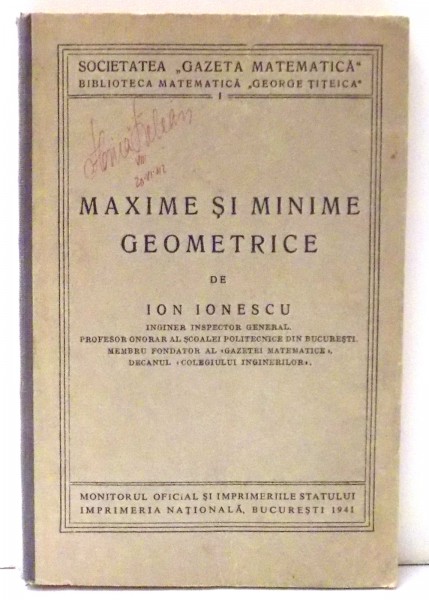 MAXIME SI MINIME GEOMETRICE de ION IONESCU , 1941