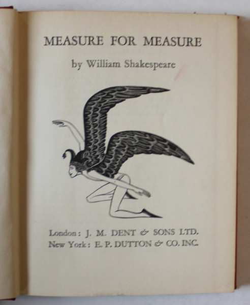 MEASURE FOR MEASURE by WILLIAM SHAKESPEARE , with engravings by ERIC GILL , 1935