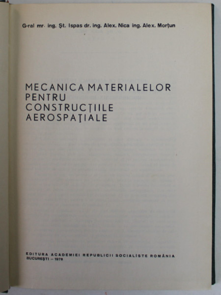 MECANICA MATERIALELOR PENTRU CONSTRUCTIILE AEROSPATIALE de AlEX NICA SI ALEX MORTUN * PREZINTA HALOURI DE APA