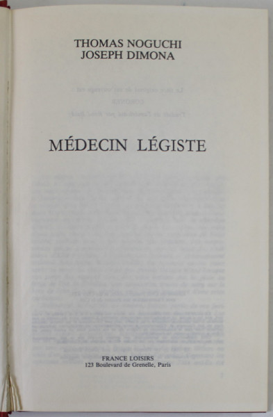 MEDECIN LEGISTE par THOMA NOGUCHI et JOSEPH DIMONA , 1983