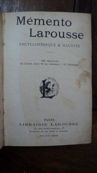Memento Larouse, Ecyclopedique illustre, Paris