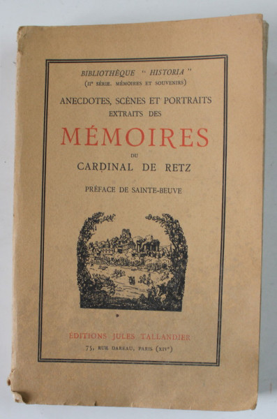MEMOIRES DU CARDINAL DE RETZ , 1925