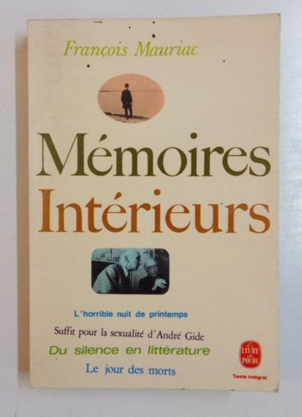 MEMOIRES INTERIEURS par FRANCOIS MAURIAC , 1959
