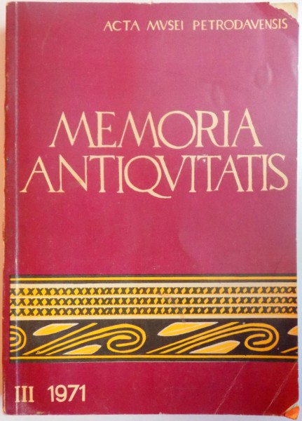 MEMORIA ANTIQUITATIS , VOL III , 1971