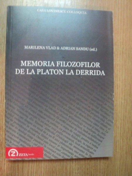 MEMORIA FILOZOFILOR DE LA PLATON LA DERRIDA de MARILENA VLAD , ADRIAN SANDU