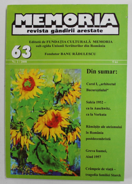 MEMORIA , REVISTA GANDIRII ARESTATE , NR. 63 / 2008