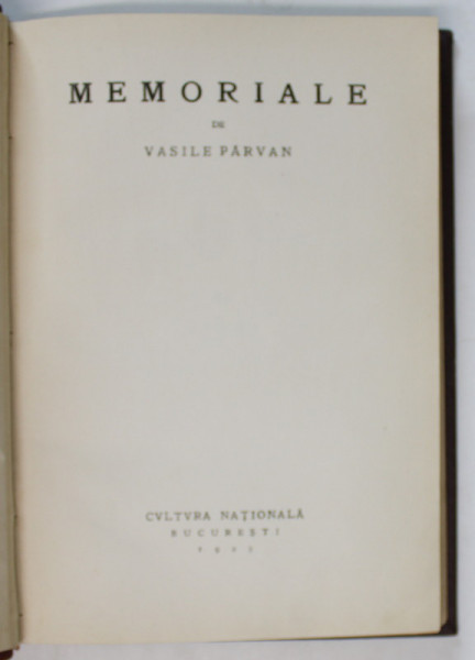 MEMORIALE de VASILE PARVAN , 1923