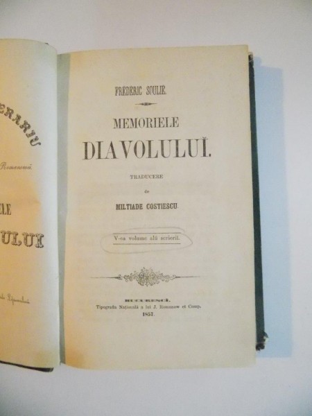 MEMORIELE DIAVOLULUI , V - ea volume alu scrierii de FREDERIC SOULIE , 1857