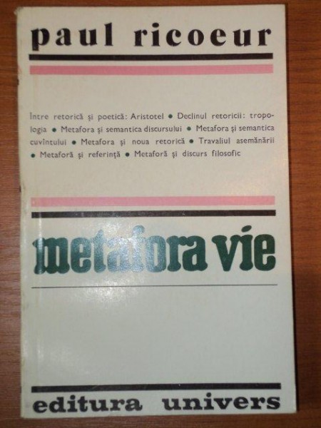 METAFORA VIE - PAUL RICOEUR  1984