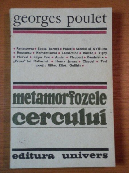METAMORFOZELE CERCULUI de GOERGES POULET , 1987