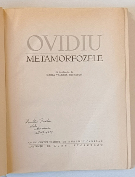 METAMORFOZELE de OVIDIU , 1957 , EDITIE CARTONATA