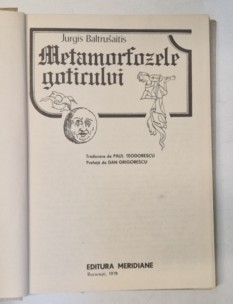 METAMORFOZELE GOTICULUI-JURGIS BALTRUSAITIS,BUC.1978