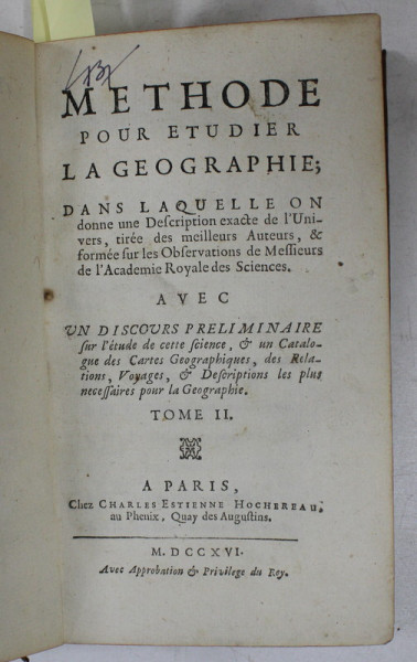 METHODE POUR ETUDIER LA GEOGRAPHIE , TOME II , CONTINE 5 HARTI ( GRAVURA ) , 1716