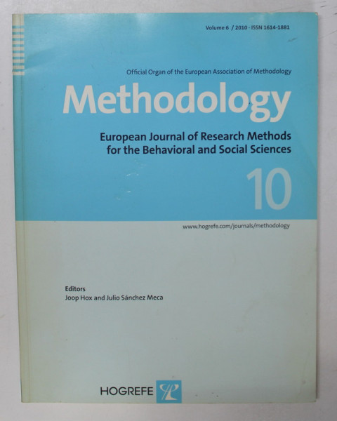 METHODOLOGY , EUROPEAN JOURNAL OF RESEARCH METHODS FOR THE BEHAVIORAL AND SOCIAL SCIENCES , VOLUME 6  /  2010