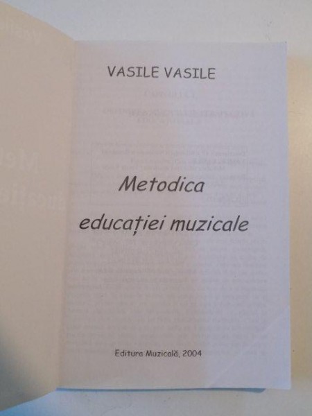 Metodica Educatiei Muzicale De Vasile Vasile 2004