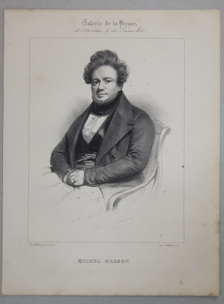 MICHEL MASSON , GRAVURA PE METAL,  IMP. D ' AUBERT et Cie., MIJLOCUL SEC. XIX .