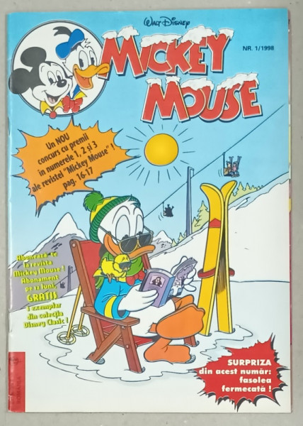 MICKEY MOUSE , REVISTA DE BENZI DESENATE PENTRU COPII , TEXT IN LIMBA ROMANA , NR.1. ,  1998