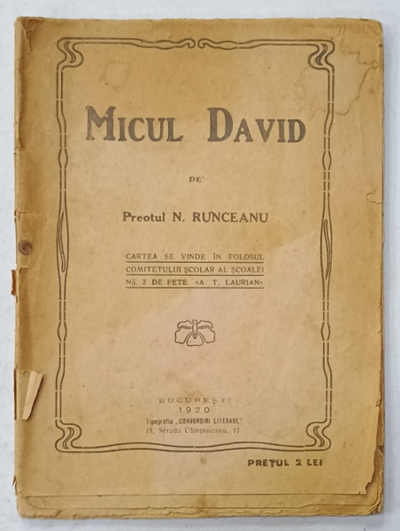 MICUL DAVID de PREOTUL N. RUNCEANU , 1920