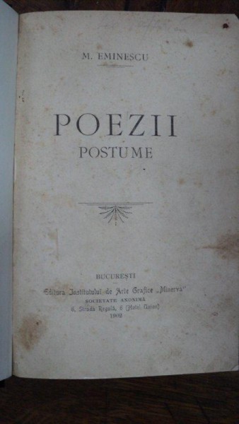 Mihai Eminescu, Poezii postume, Bucuresti 1902