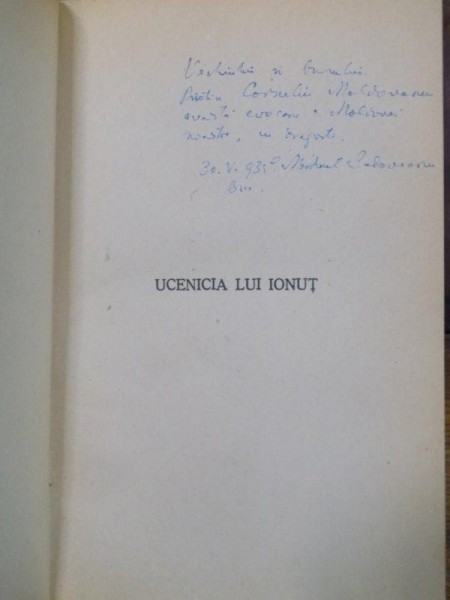 MIHAIL SADOVEANU  DEDICATIE , O INTAMPLARE CIUDATA , FRATII  JDERI , 1935