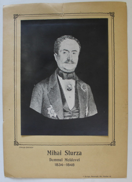 MIHAIL STURZA , DOMNUL MOLDOVEI , 1834 -1848 , PLANSA DIDACTICA , INTERBELICA