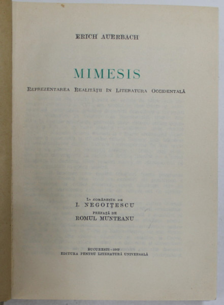 MIMESIS- ERICH AUERBACH,, 1967