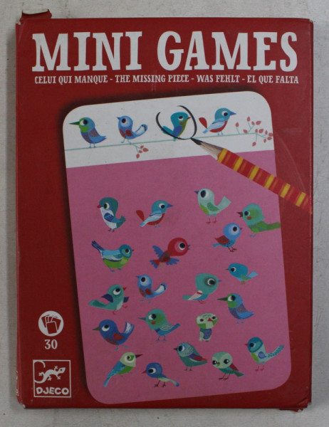 MINI GAMES - CELUI QUI MANQUE - THE MISSING PIECE , CONTINE 30 DE CARTONASE PENTRU UN JOC DE ATENTIE , 2005
