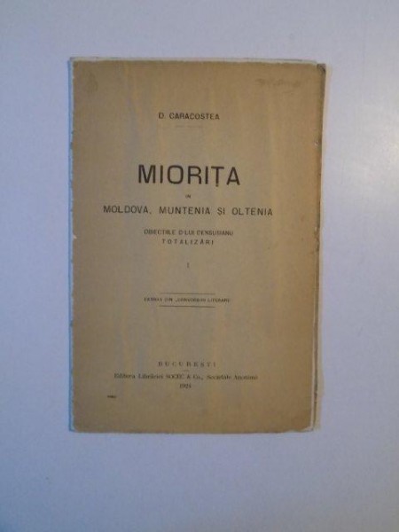MIORITA IN MOLDOVA , MUNTENIA SI OLTENIA , OBIECTIILE D-LUI DENSUSIANU , TOTALIZARI de D. CARACOSTEA , 1924