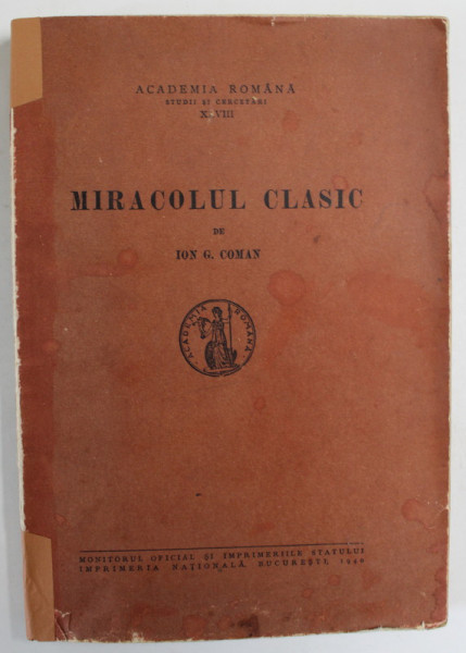 MIRACOLUL CLASIC de ION G. COMAN , 1940