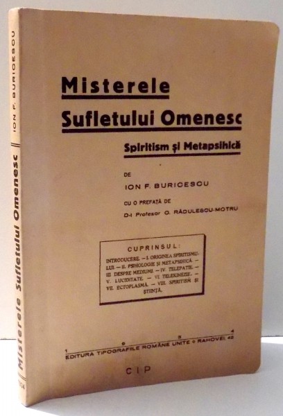 MISTERELE SUFLETULUI OMENESC de ION F. BURICESCU , 2008 EDITIE ANASTATICA*