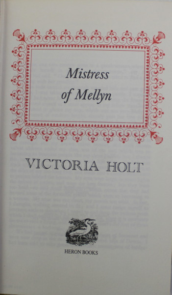 MISTRESS OF MELLYN  by VICTORIA HOLT , 1982