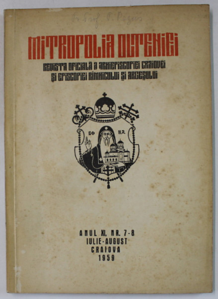 MITROPOLIA OLTENIEI , REVISTA ..A ARHIEPISOPIEI CRAIOVEI ...RAMNICULUI SI ARGESULUI , NR. 7-8 , 1959
