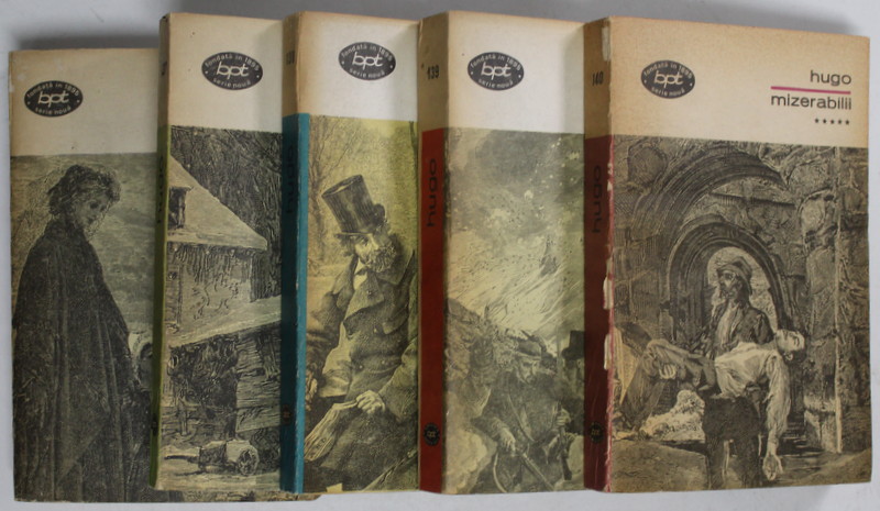 MIZERABILII , VOLUMELE I - V de VICTOR HUGO , 1969 *PREZINTA URME DE UZURA