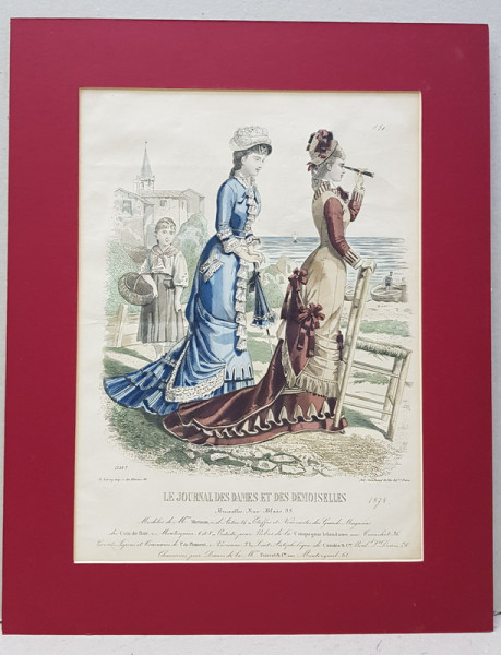 Moda, Le journal des dames et des demoiselles -Gravura colorata,  1878