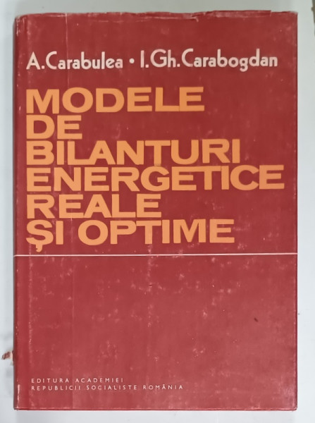 MODELE DE BILANTURI ENERGETICE REALE SI OPTIME de A. CARABULEA si I. GH. CARABOGDAN , 1982