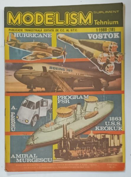 MODELISM, PUBLICATIE TRIMESTRIALA EDITATA DE C.C. AL U.T.C. , NR. 1 , 1988