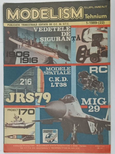 MODELISM, PUBLICATIE TRIMESTRIALA EDITATA DE C.C. AL U.T.C. , NR. 1 , 1989