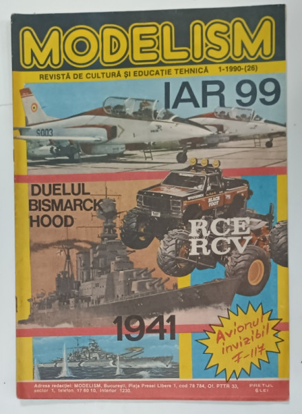 MODELISM,  REVISTA DE CULTURA SI EDUCATIE TEHNICA  , NR. 1 , 1990