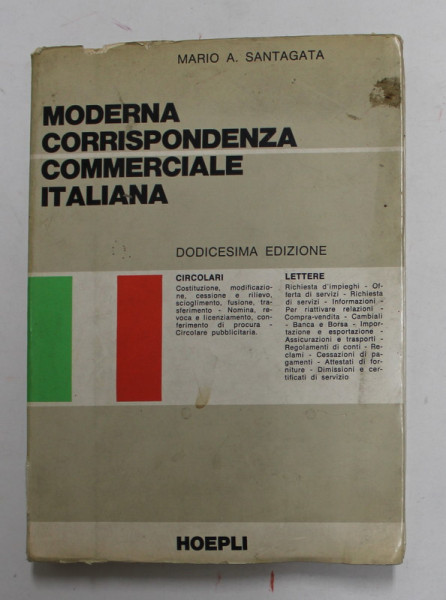 MODERNA CORRISPONDENZA COMMERCIALE ITALIANA di MARIO A. SANTAGATA , 1969